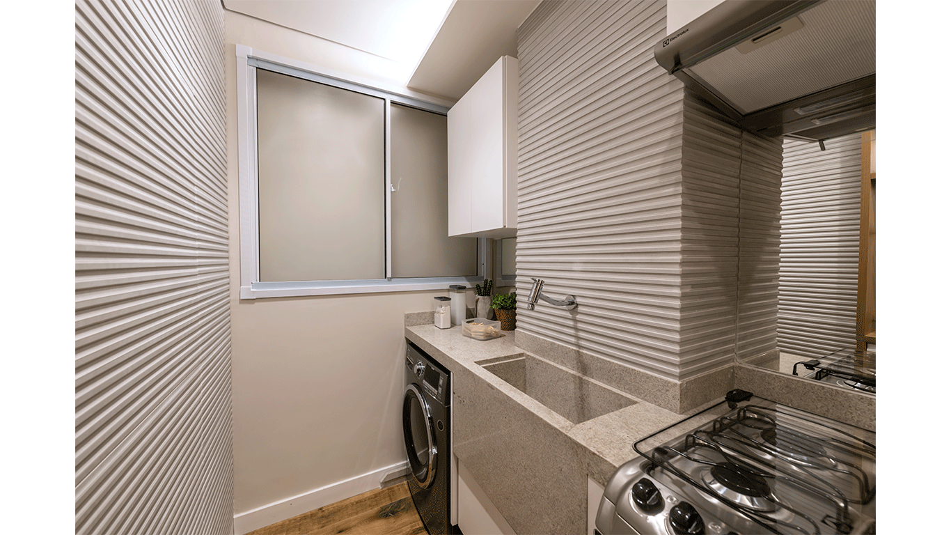 Cozinha e Área de Serviço do Apartamento Decorado