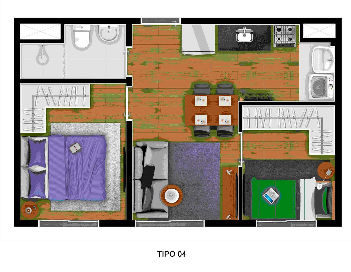 Planta de 34m²