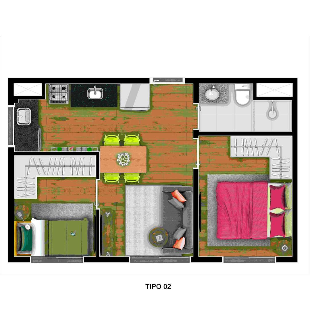 Planta de 34m²