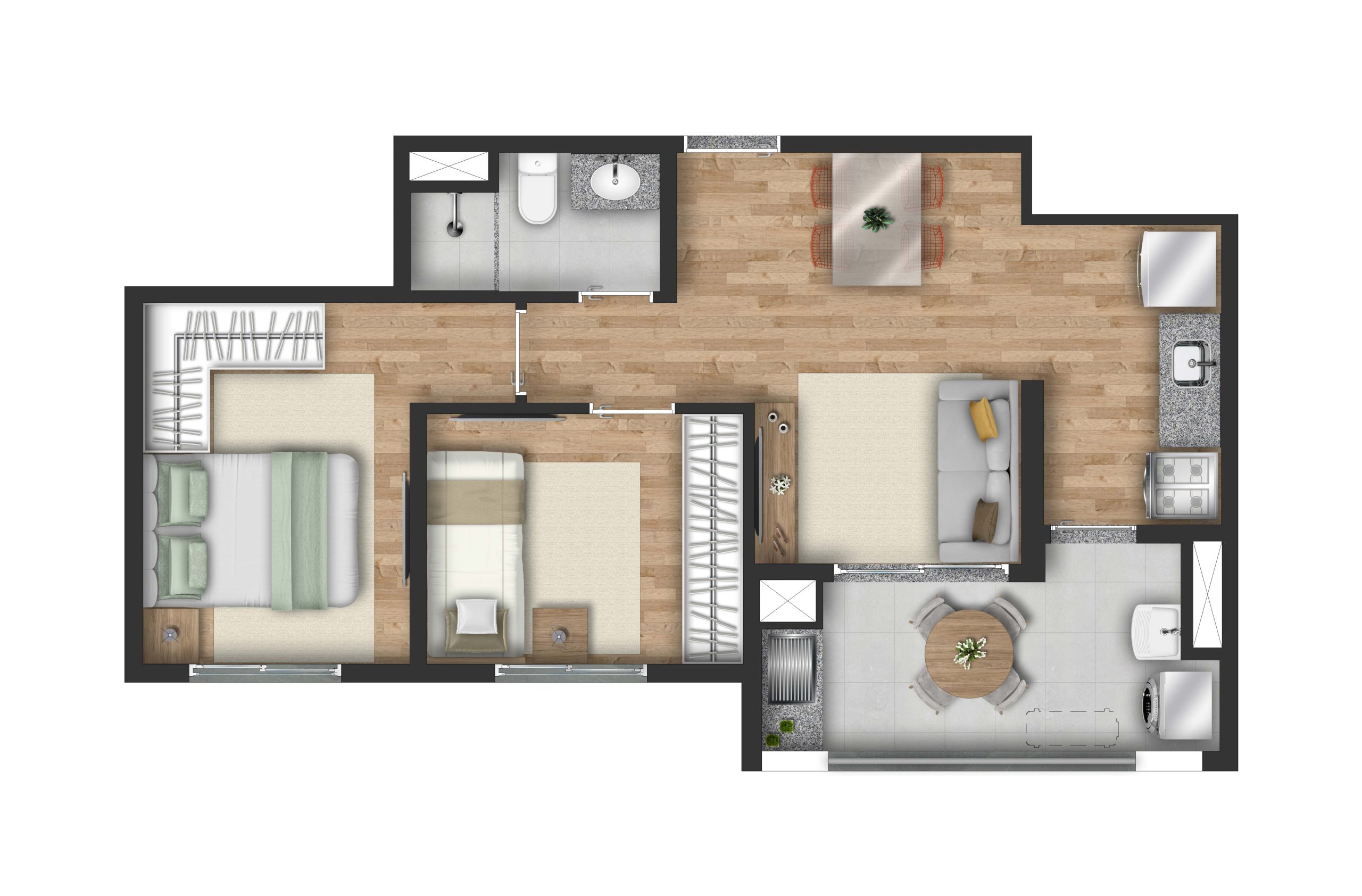 Planta de 47m²