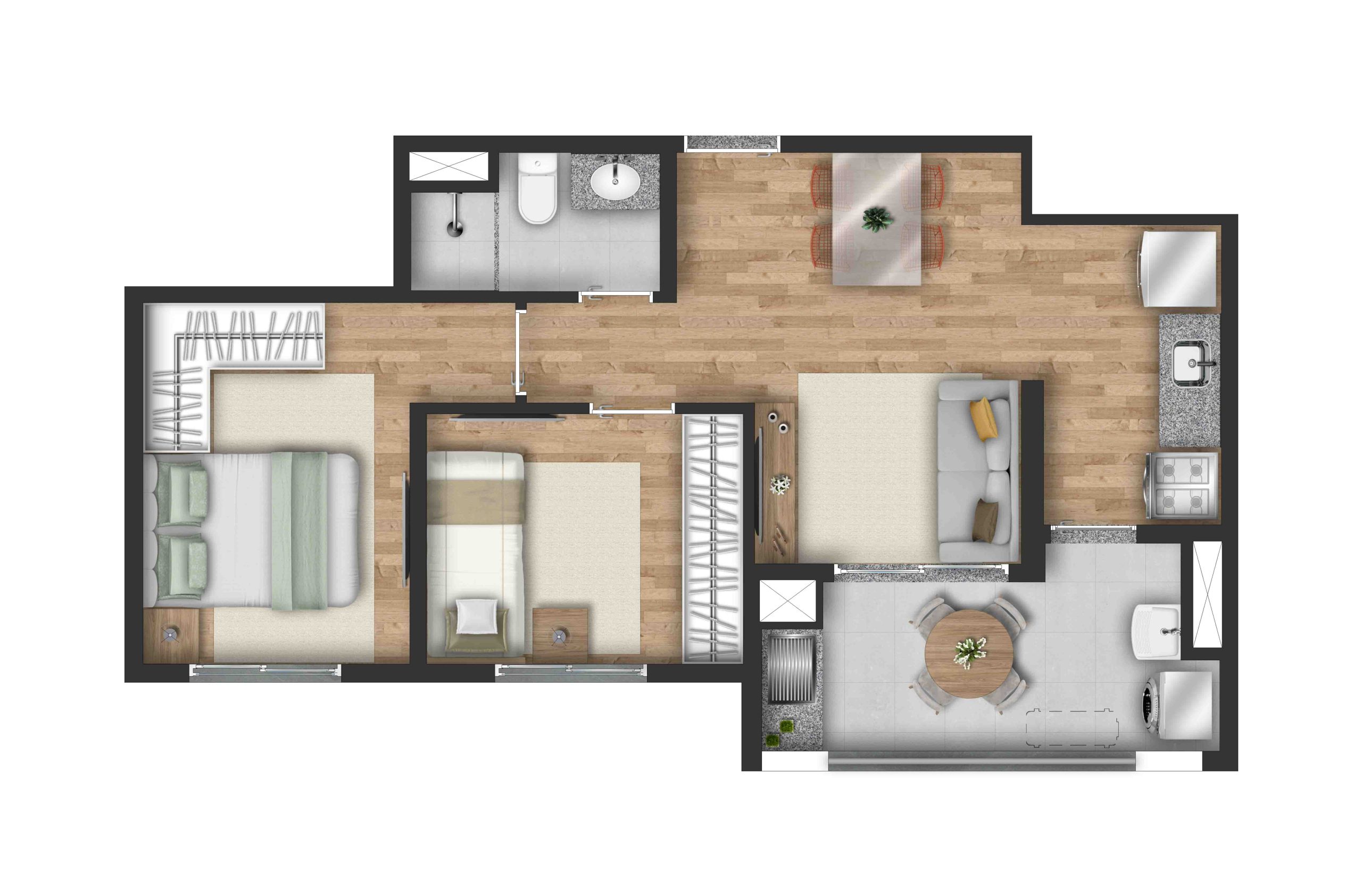 Planta de 47m²