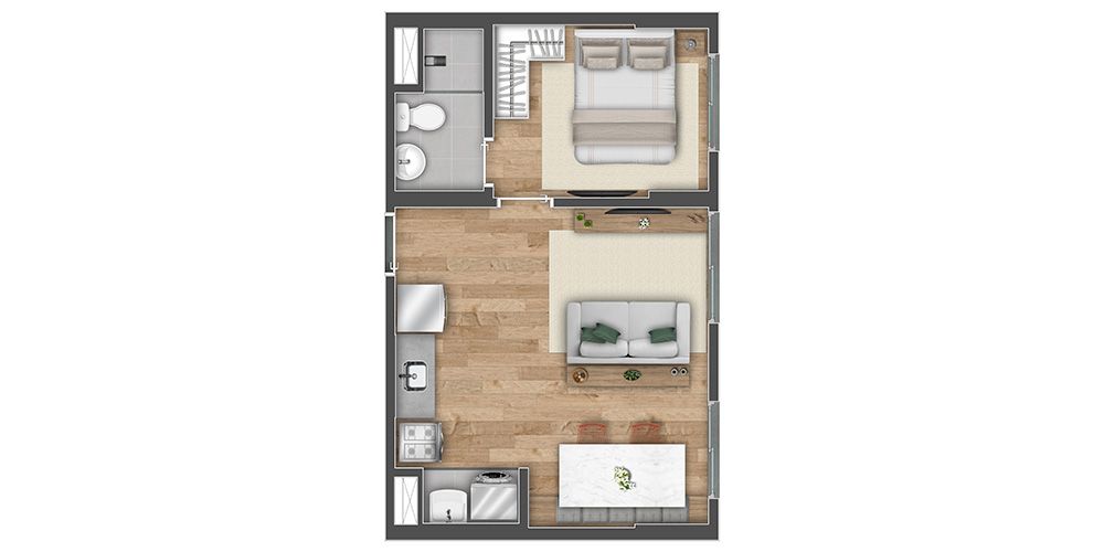 Planta de 34m²