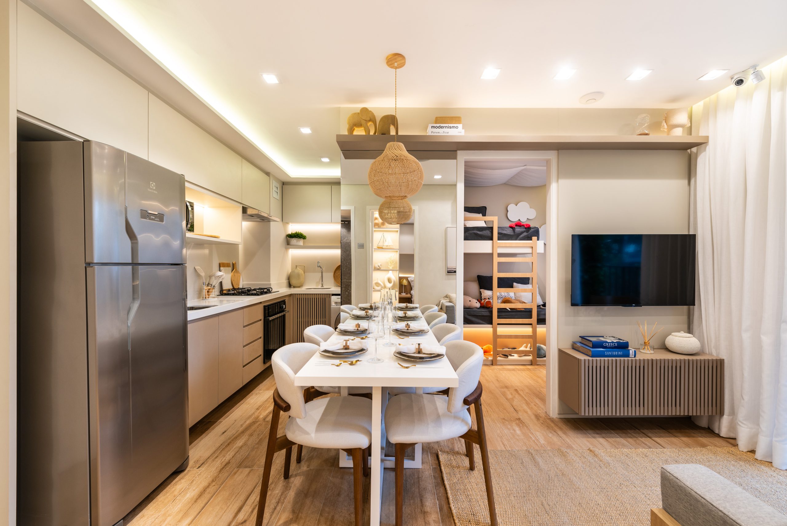 Cozinha integrada com sala