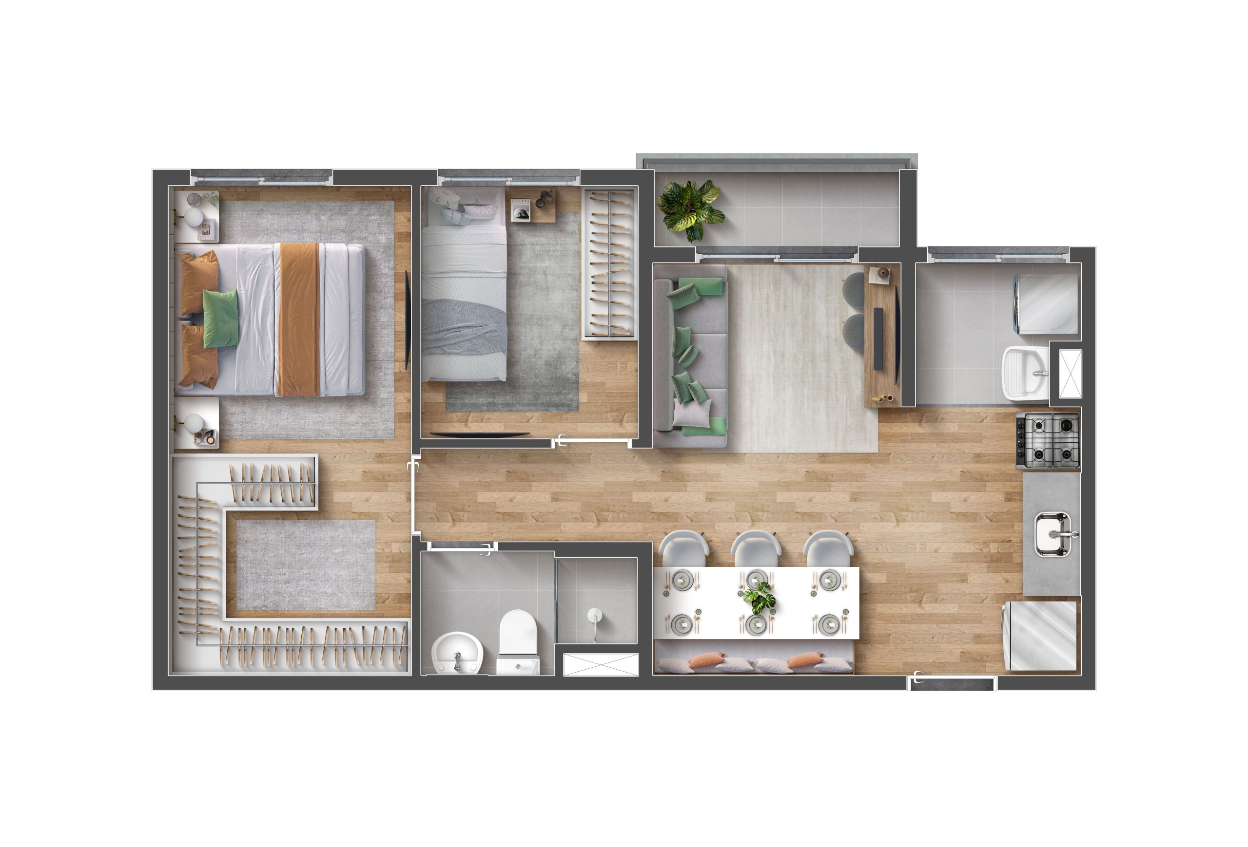 Planta de 44m²